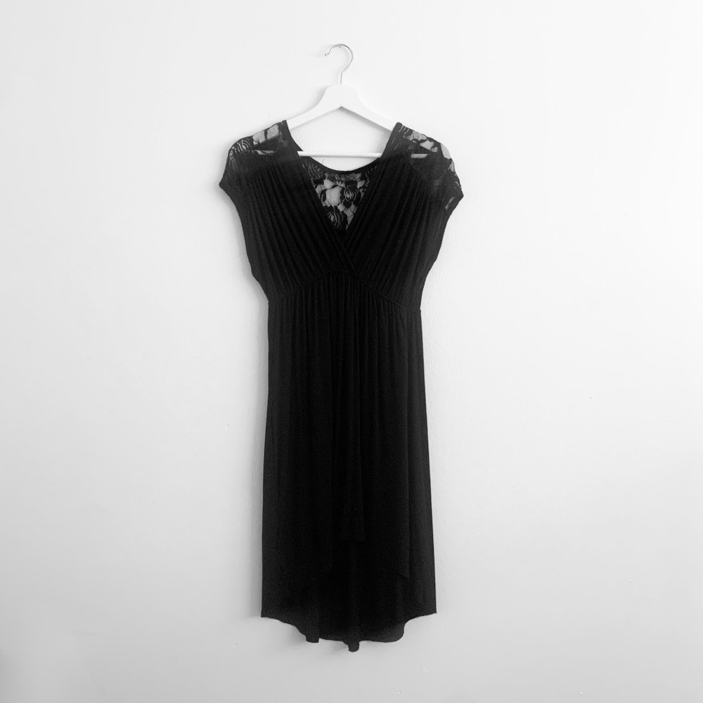 Pretty Women's Dress Little Black Lace Sexy V-Neck Midi Casual Y2K Soft X-Large